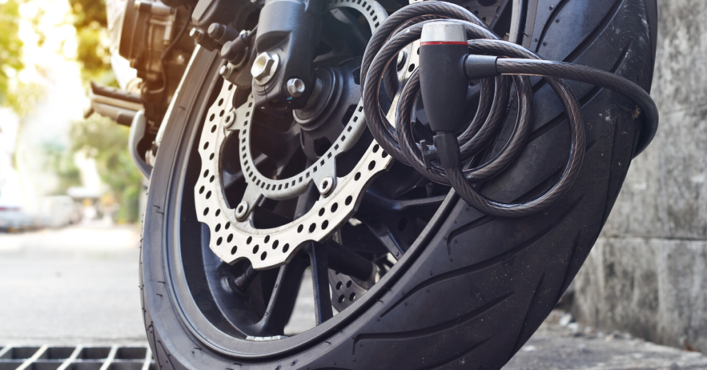A motorcycle with a lock