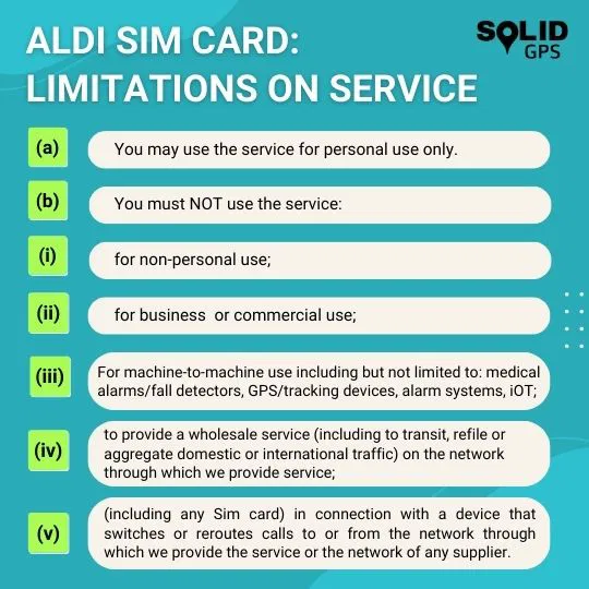 ALDI SIM Card Service Limitations nfographic explaining why ALDI SIM cards don’t work with GPS trackers