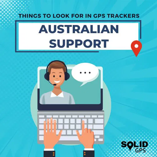 Infographic highlighting that a good GPS tracker should have Australian support