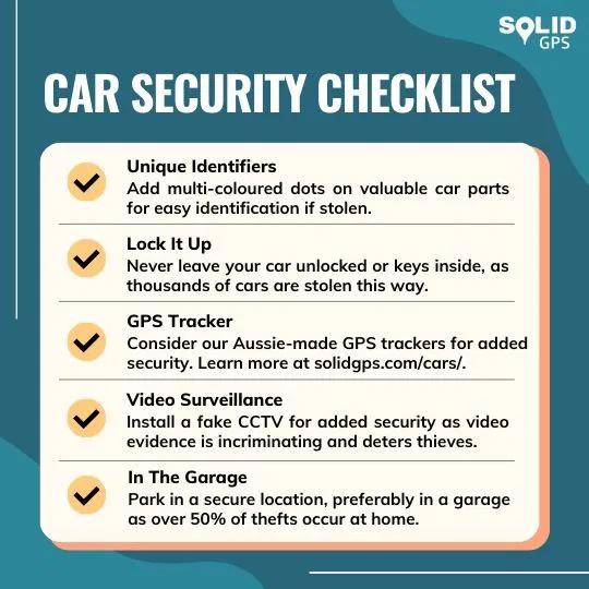 Car Security Checklist Infographic showing a car security checklist
