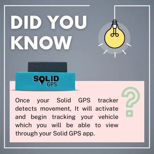 Solid GPS Tracker Fact Infographic highlighting a fact about the Solid GPS tracker