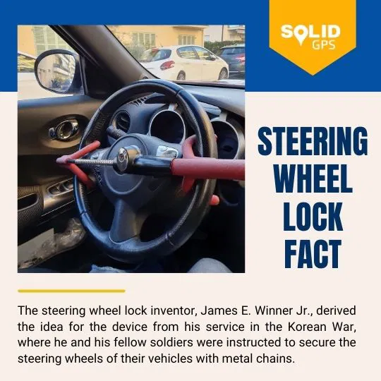 Did You Know? Steering Wheel Lock Facts Infographic highlighting a fact about steering wheel locks for vehicle security