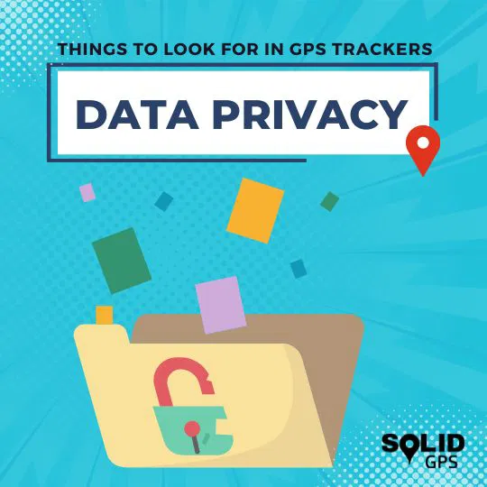 Infographic highlighting that a good GPS tracker should have a data privacy