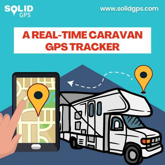 Real-Time Caravan GPS Tracker Infographic highlighting a real-time GPS tracker for caravans