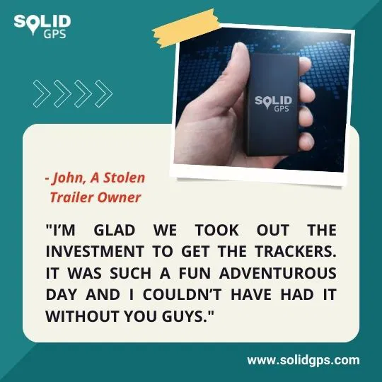 Solid GPS Tracker Customer Review Infographic showing a customer review of the Solid GPS tracker