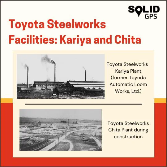 Toyota Steelworks Facilities – Kariya and Chita Infographic showing Toyota Steelworks facilities in Kariya and Chita