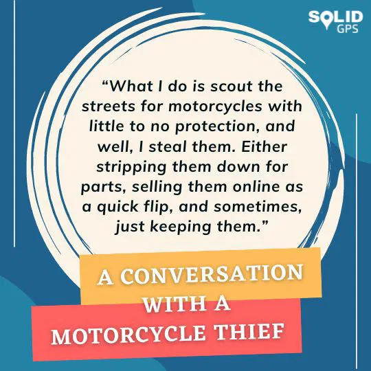 What a Motorcycle Thief Does Infographic explaining what a motorcycle thief does