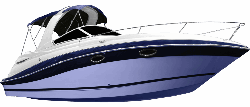 Motorboat Image on Transparent Background Side view of a modern motorboat on transparent background