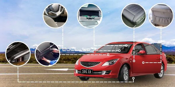 Solid GPS tracker hiding spots in cars