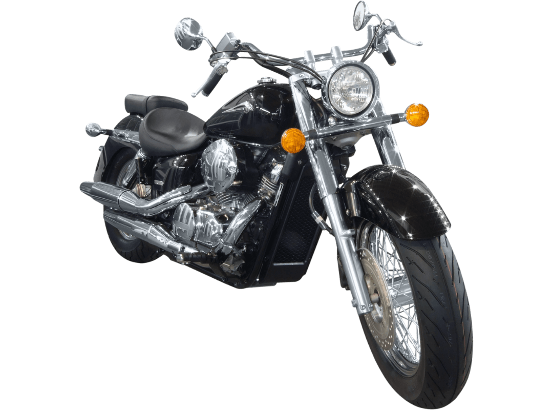 Front side angle of a motorcycle on transparent background
