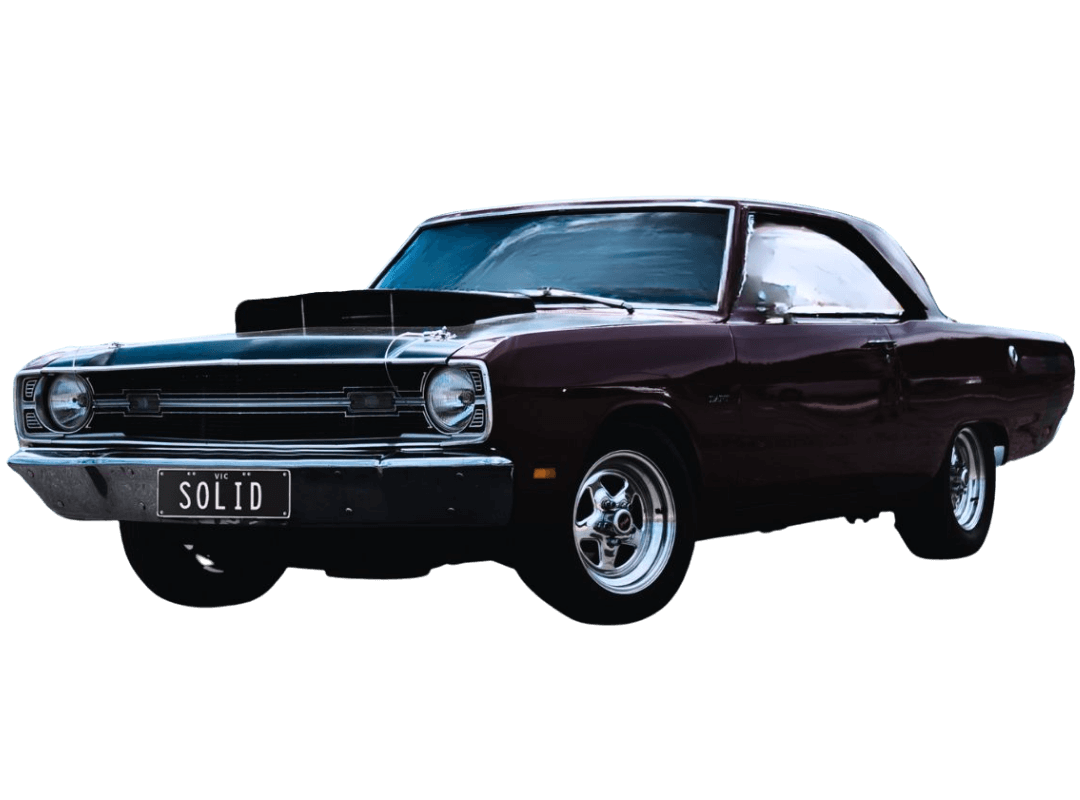 Side view of a classic car on transparent background